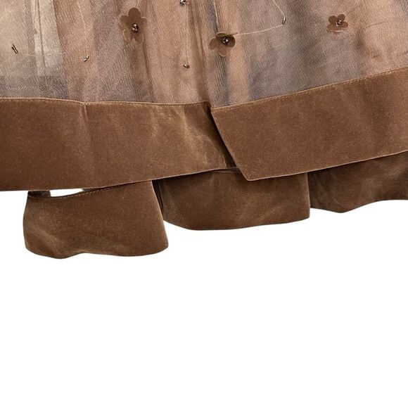 Mac Duggal 67007 Brown Embellished Illusion High Neck Long Sleeve Fit & Flare Dr - Picture 11 of 14